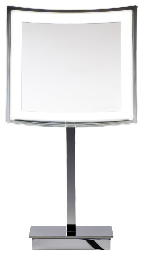 Dwba Square Cosmetic Makeup 5x Led Light Magnifying Table Mirror Chrome