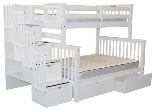 Bedz King Bunk Beds Twin Over Full Stairway 4 Step 2 Bed