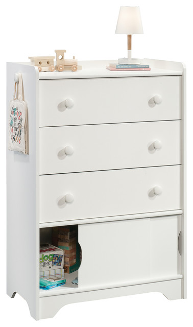 Sauder Pinwheel 3 Drawer Chest In Soft White Transitional