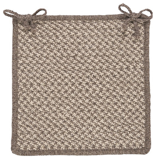 Natural Wool Houndstooth, Latte Chair Pad, Set of 4 Contemporary