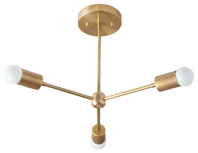 Modern Gold Sputnik 3 Bulb Chandelier, 3 Light Chandelier Modern