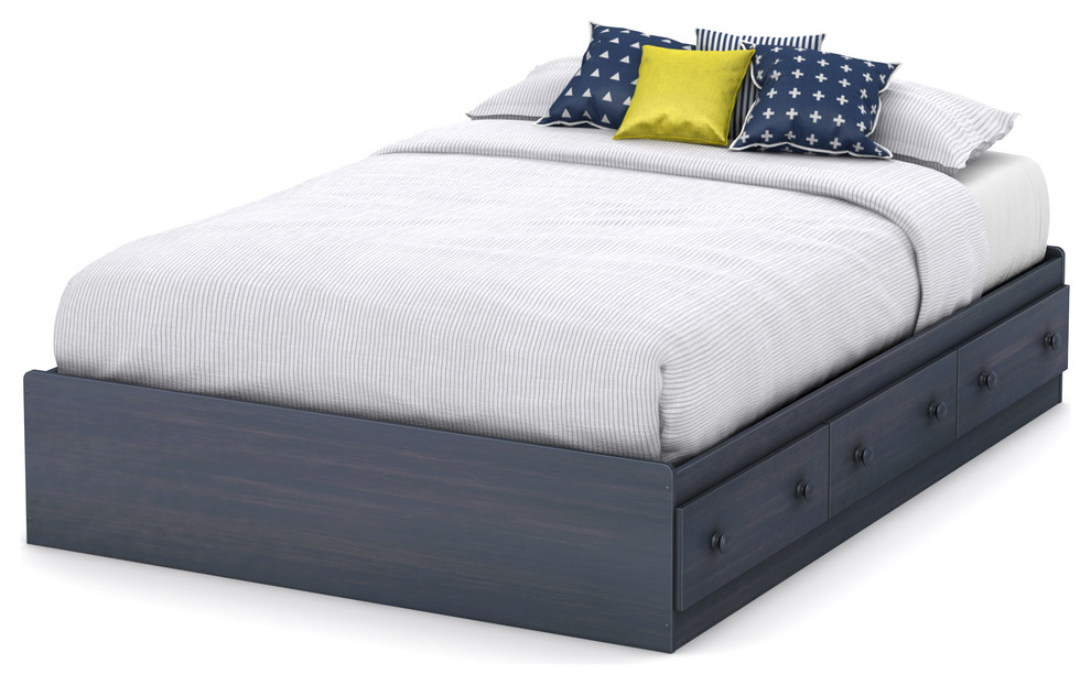 Full Mates Bed with Drawers in Blueberry