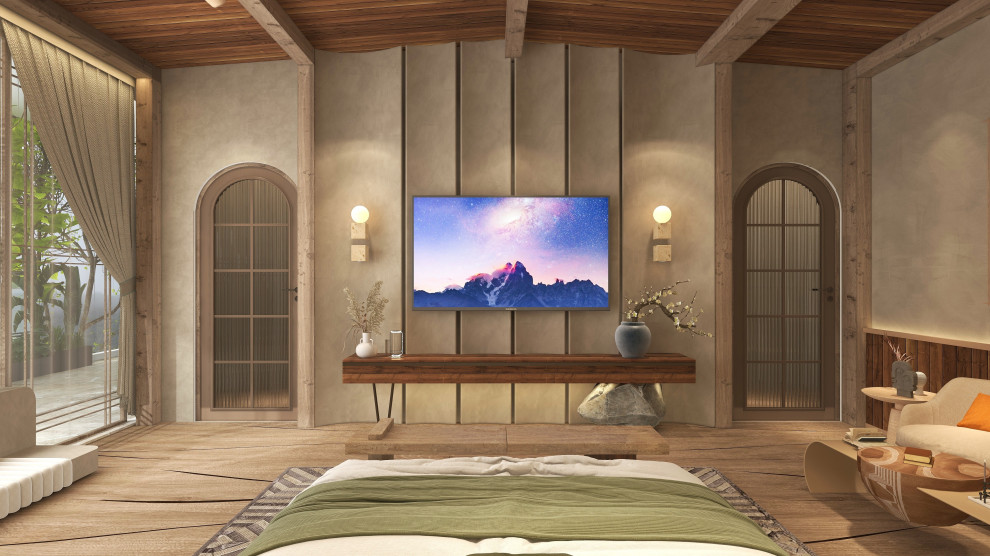 This is an example of a modern bedroom in Delhi.