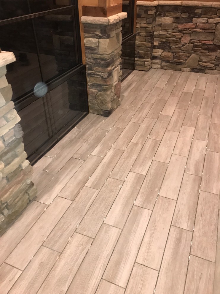 Tile Sunroom Floor - Porcelain Wood Planks - Rustic - Sunroom - Other