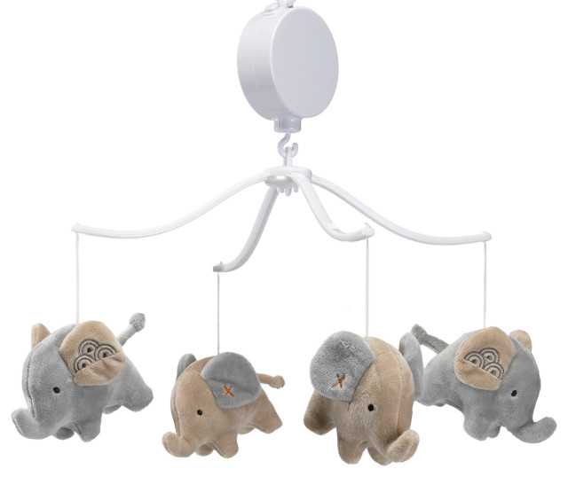 Bedtime Originals Elephant Love Musical Baby Crib Mobile Soother Toy Gray Baby Mobiles by
