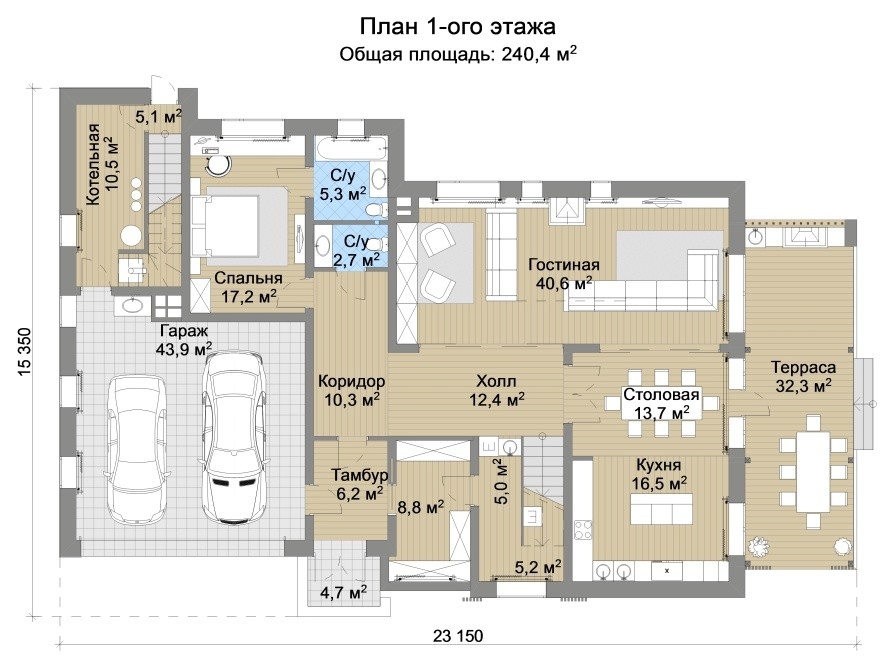 Эко-урбанистический дом с эксплуатируемой кровлей: проект Норден (461 кв.м.)