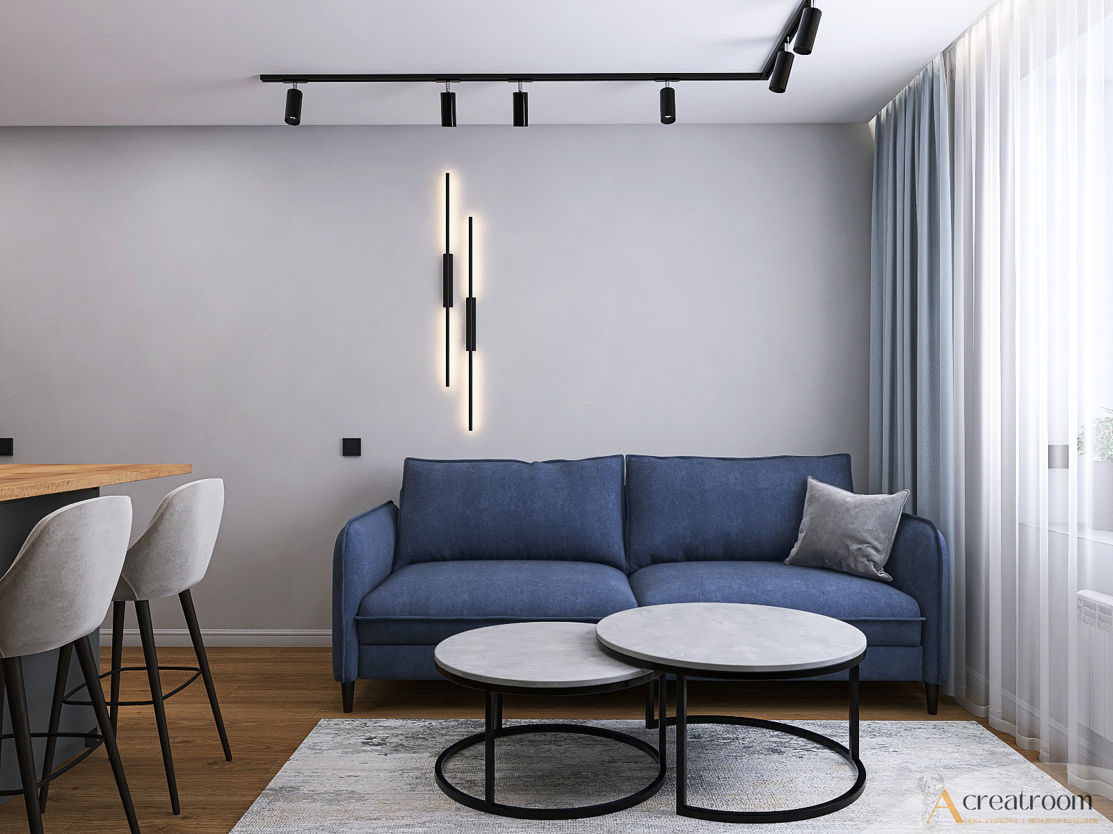 Проект прихожей и кухни-гостиной в ЖК Березовая Роща, г. Вологда