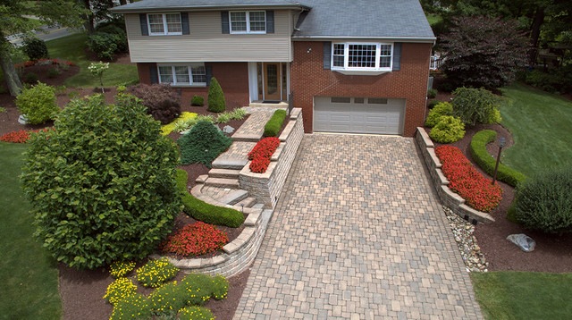 Lovely Split Level Driveway And Entryway Midcentury Patio