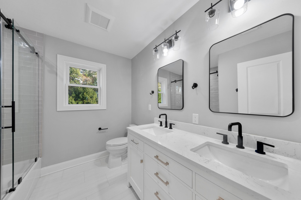 Bathroom With Black Fixtures | Gut Remodel Haworth NJ