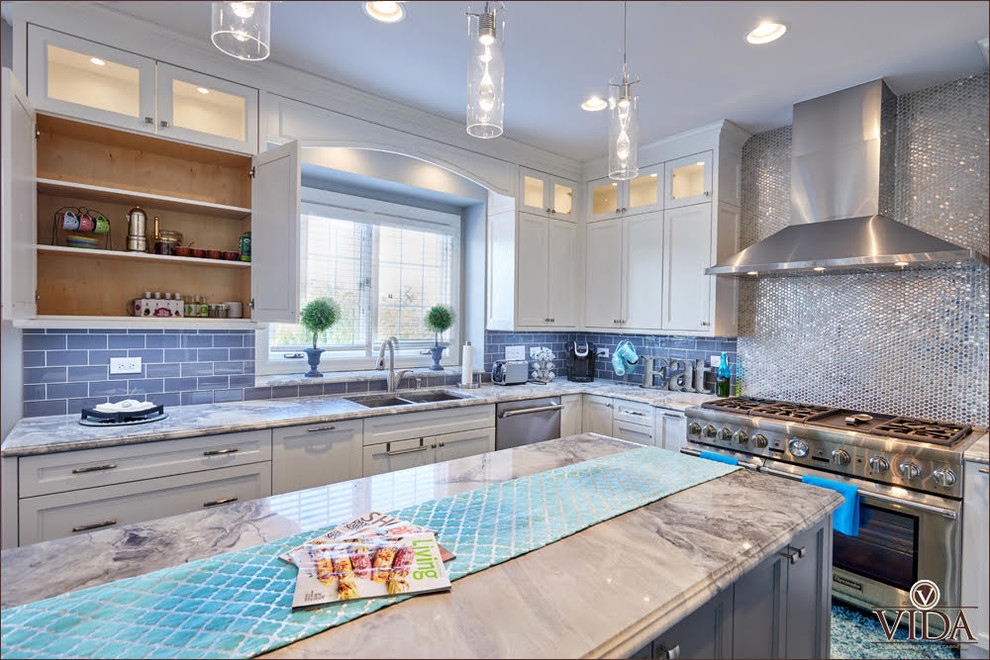 Kitchen - transitional u-shaped kitchen idea in Chicago