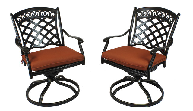 St Tropez Cast Aluminum Swivel Rocker Chairs With Cushions Set