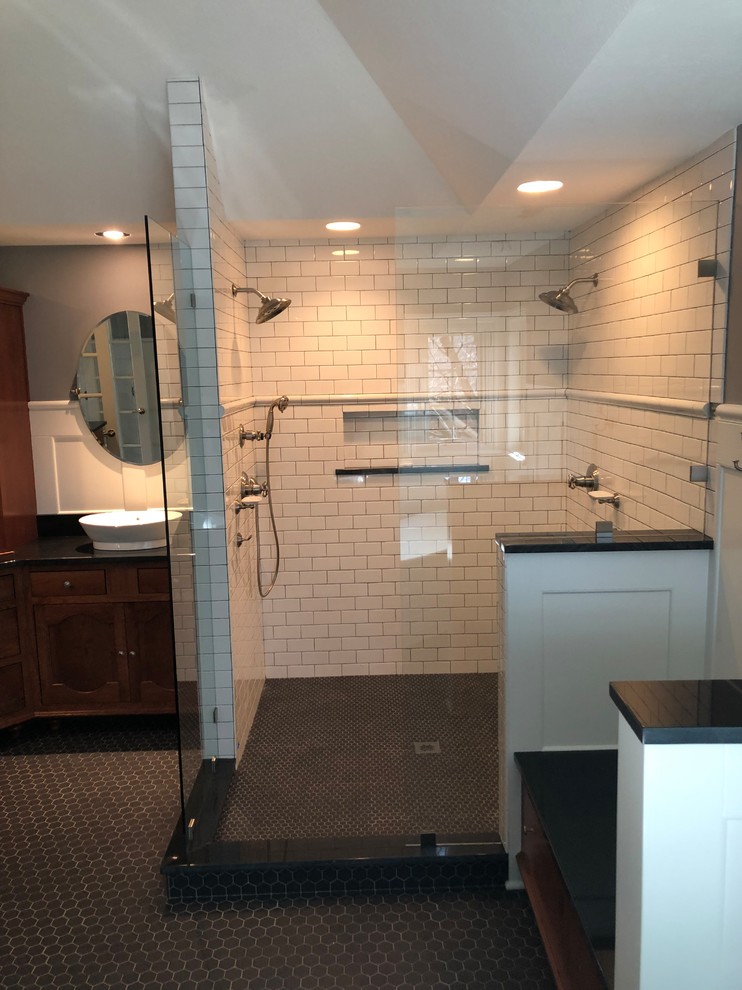 1990's master bathroom transformation into a 1920's vintage look