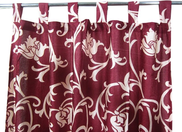 Sari Curtains Designer Printed Tab Top Saree Drapes Window Panels- Pair, 48"x96"