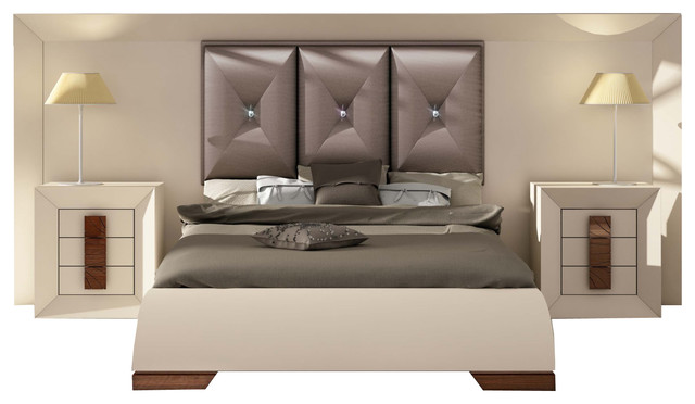md karen 32 special headboard bedroom set, glossy beige cream