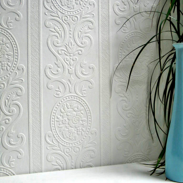 Louisa Paintable Textured Vinyl Wallpaper, Sample Traditional Wallpaper by Brewster Home