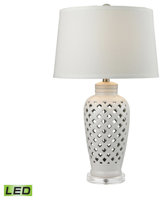 Table Lamp 1 Light With White Finish, Drexel Heritage Genuine Crystal Lamps