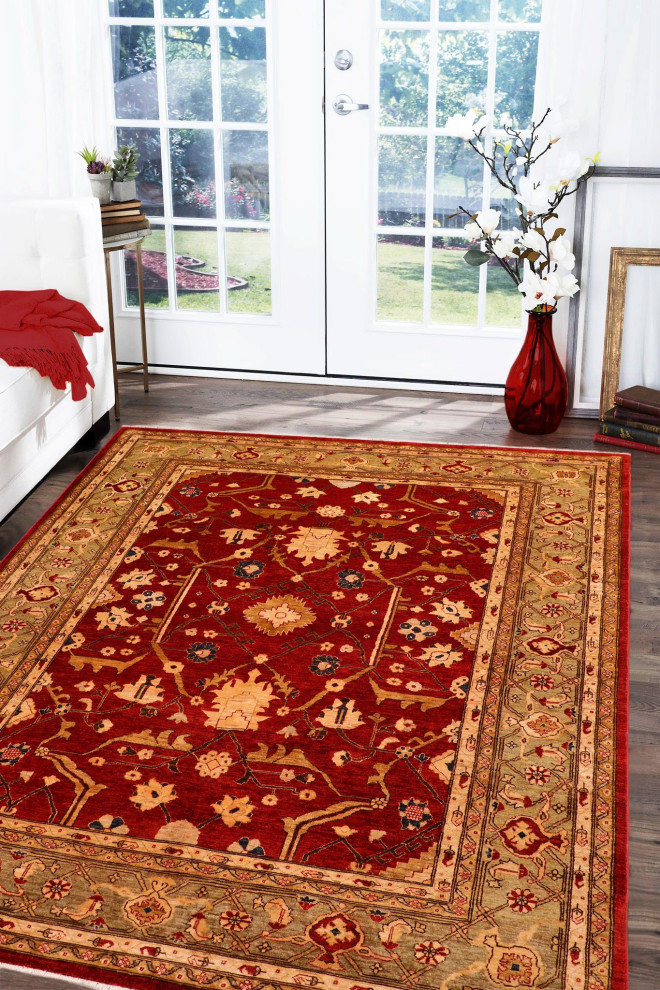 Shabby Chic Ziegler Adeline Red/Green Wool Rug 8'0'' x 9'10