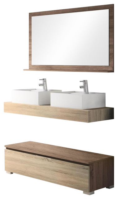 Slim Double Sink Bathroom Vanity Unit, 120 cm