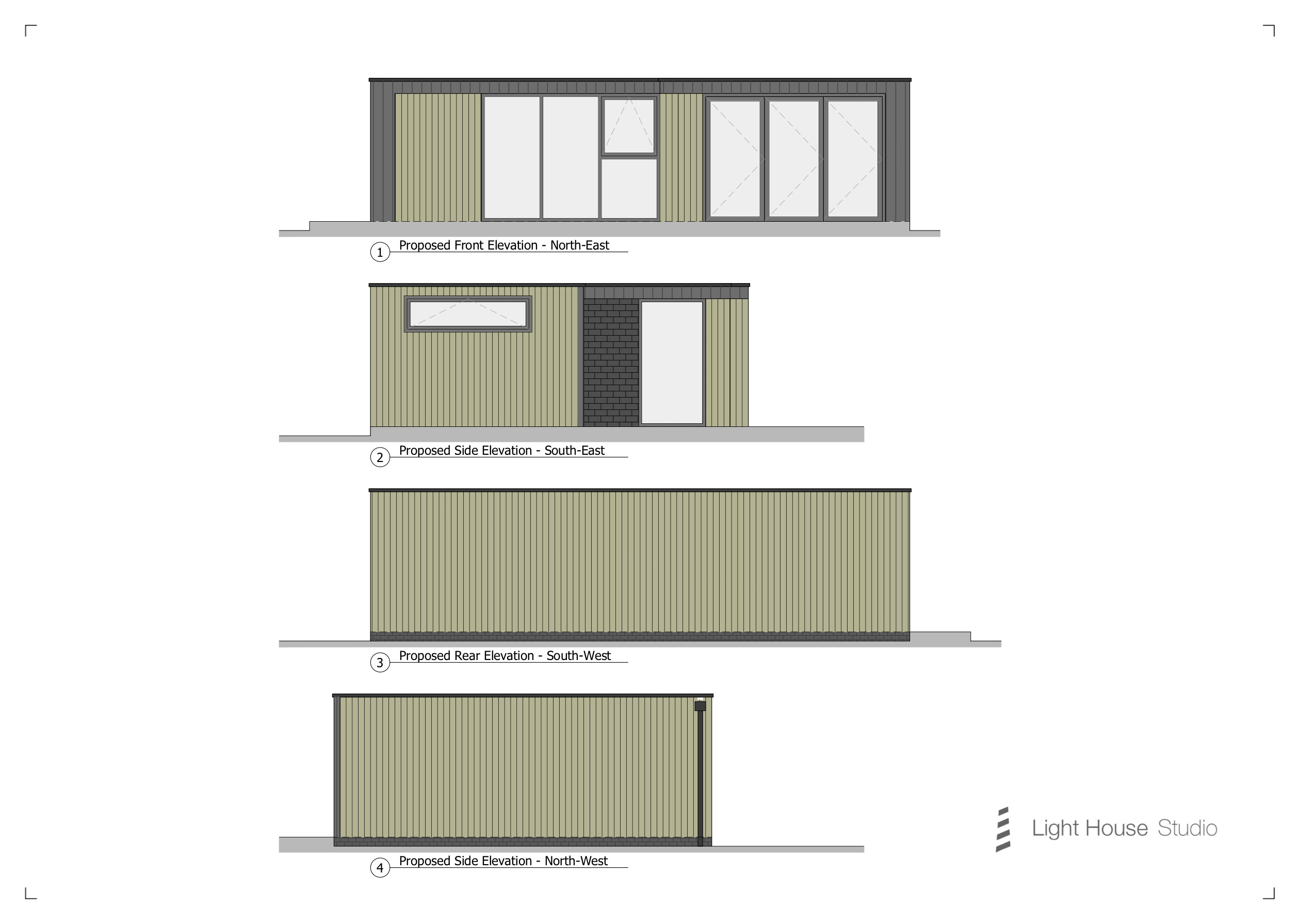 Proposed Elevations, Garden office