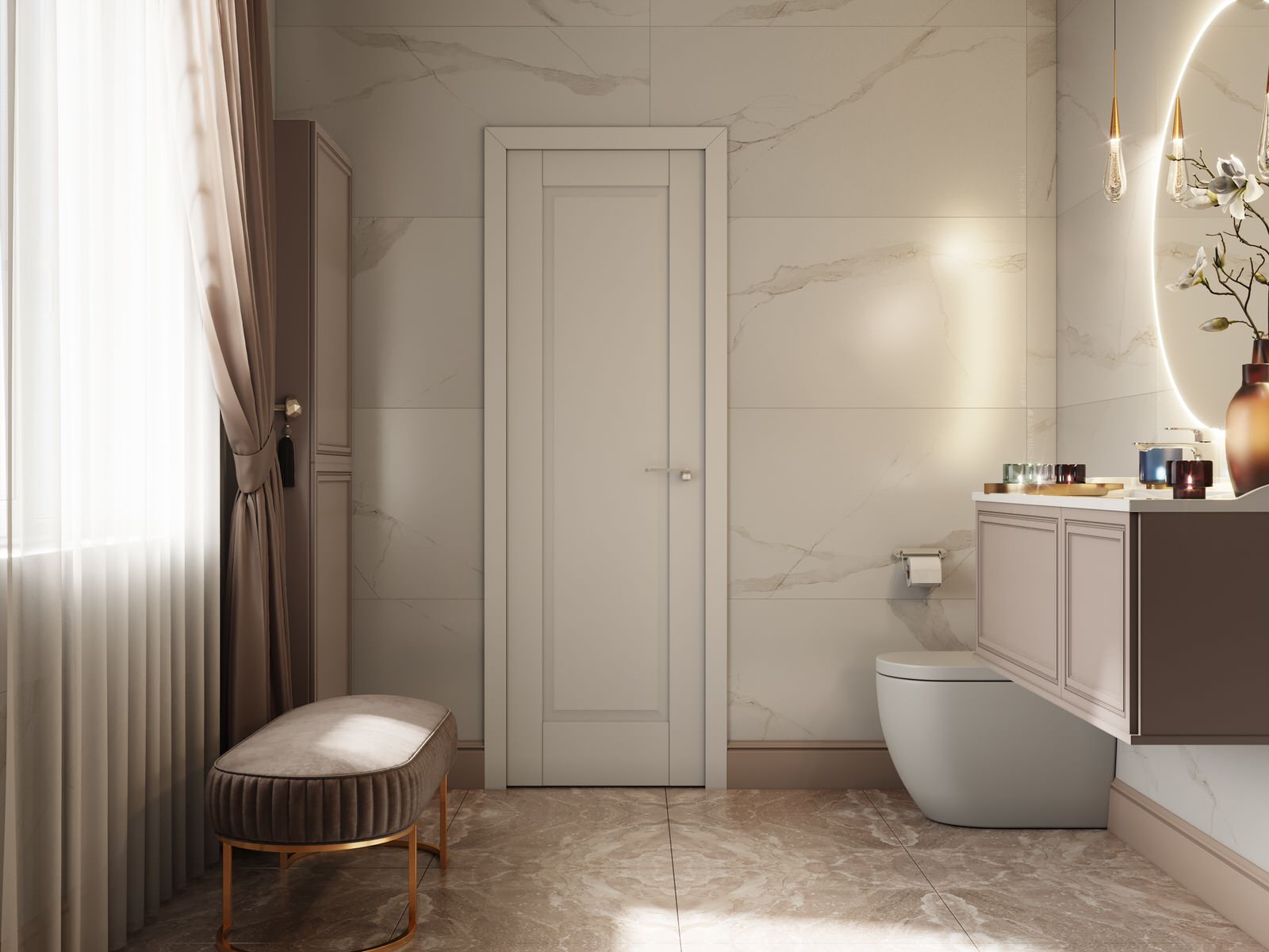 Дом в пудровых тонах