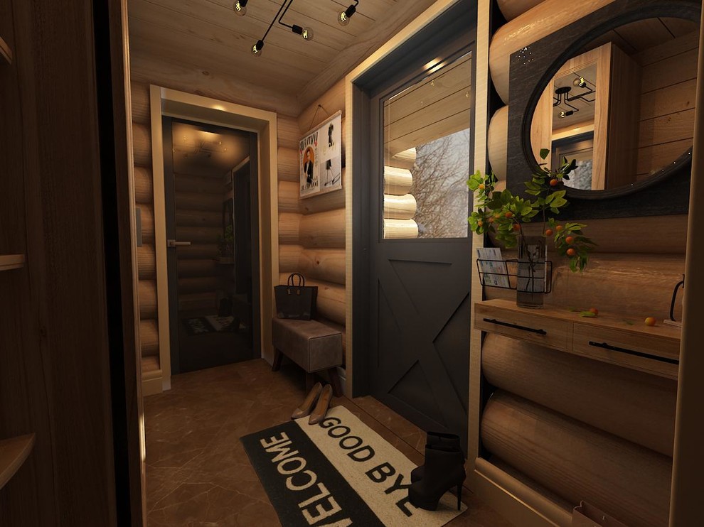 Проект, интерьер бани из бревна