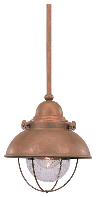 Sea Gull Lighting 1 Light Outdoor Mini Pendant Beach Style Sea Gull Lighting 1 Light Outdoor Mini Pendant Weathered Copper