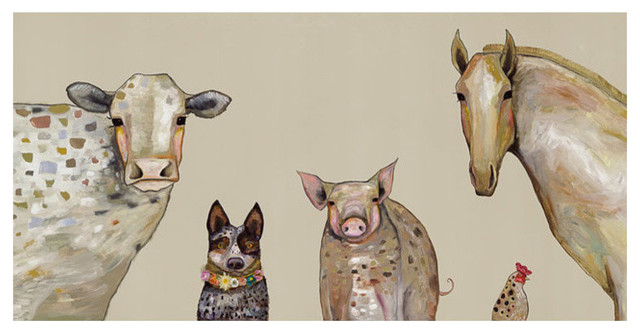 Cattle Dog And Crew Stretched Canvas Art By Eli Halpin Farmhouse Prints And Posters By Greenbox Art Culture