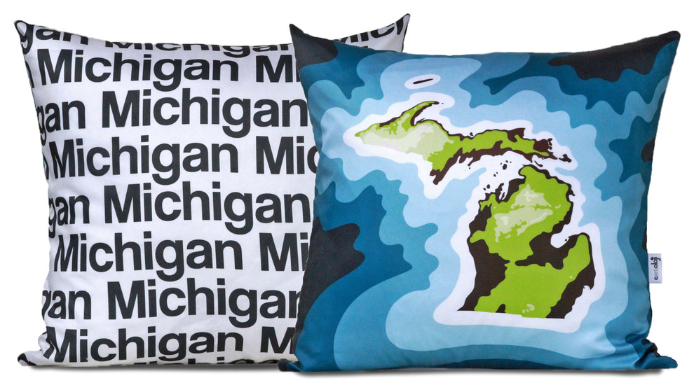 Michigan Map Pillow, Blue