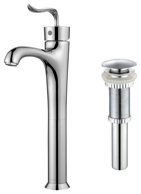 Coda One Handle Vessel Bathroom Faucet With Drain, Chrome