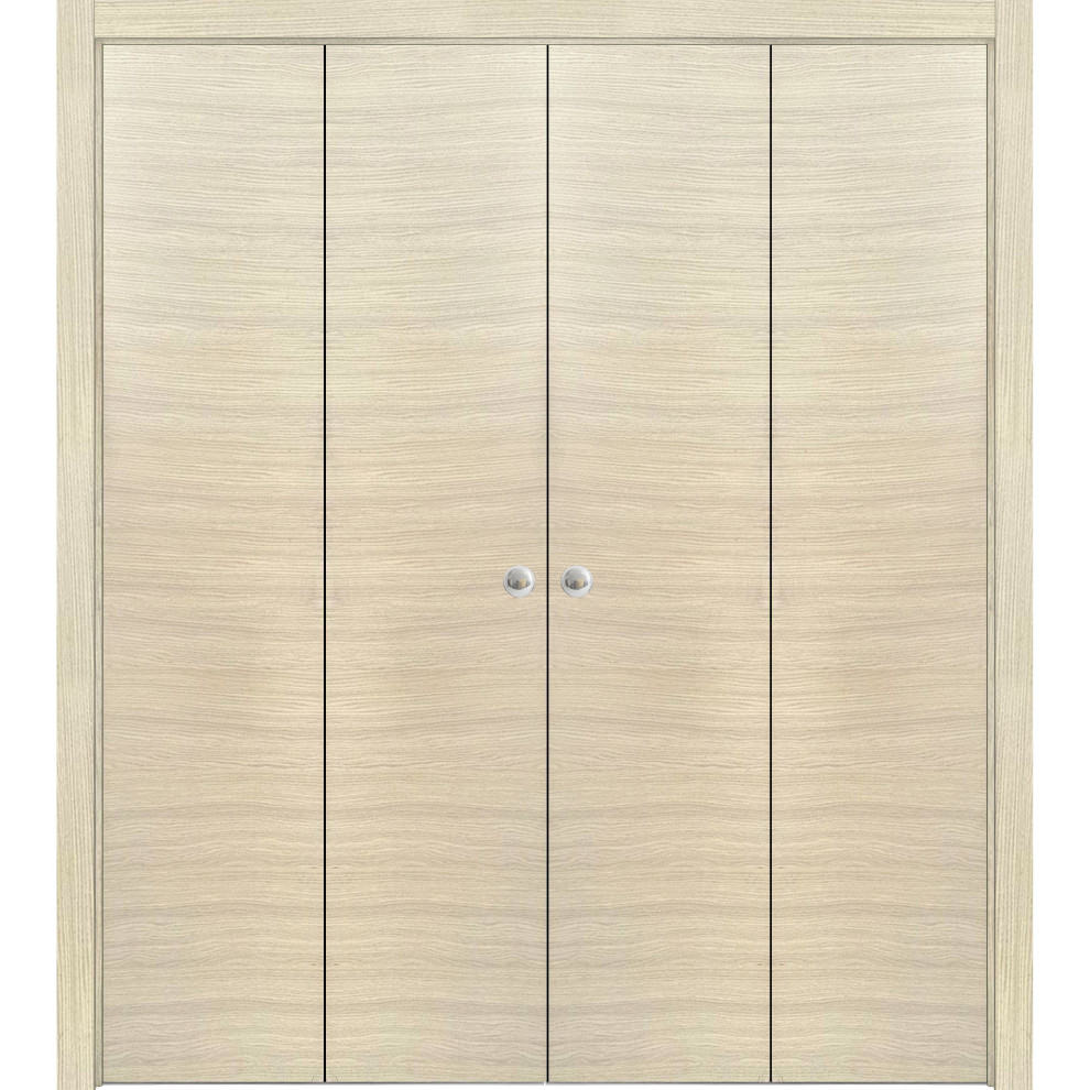 Sliding Closet Double Bifold Doors Planum 0010 Natural Veneer, 96" x