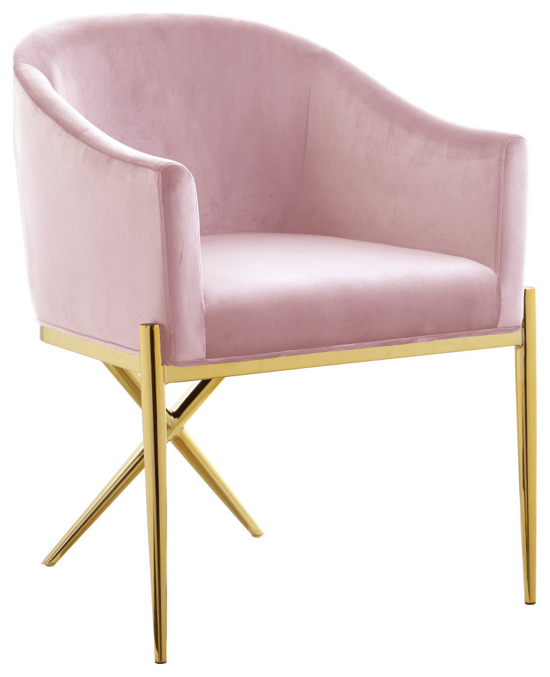 The Parker Dining Chair, Velvet, Pink, Gold Legs