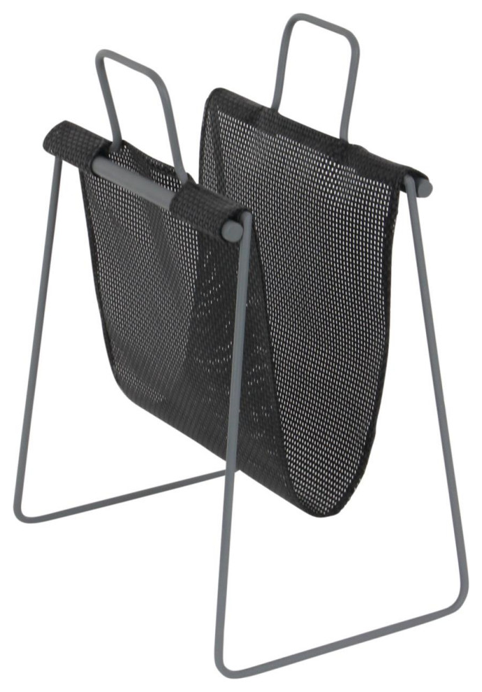 Zimlay Contemporary Black Iron and Fabric Mesh Magazine Holder 65617