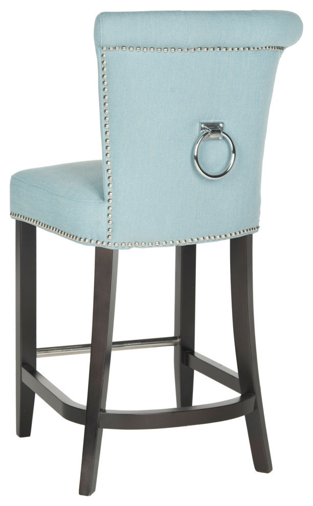Marian Ring Counter Stool, Set of 2, Sky Blue Transitional Bar