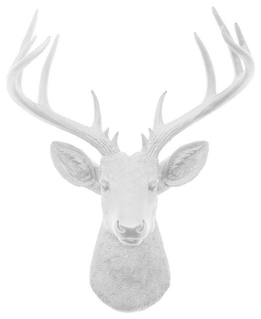 Xl White Faux Resin Deer Head Wall Mount - Contemporary - Wall ...