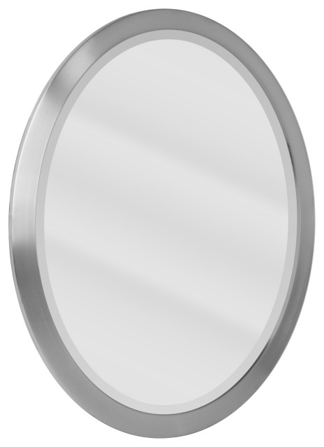 Head West Brushed Nickel Stainless, Beveled Oval Mirror Bathroom