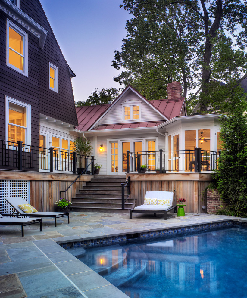Elegant backyard pool photo in DC Metro