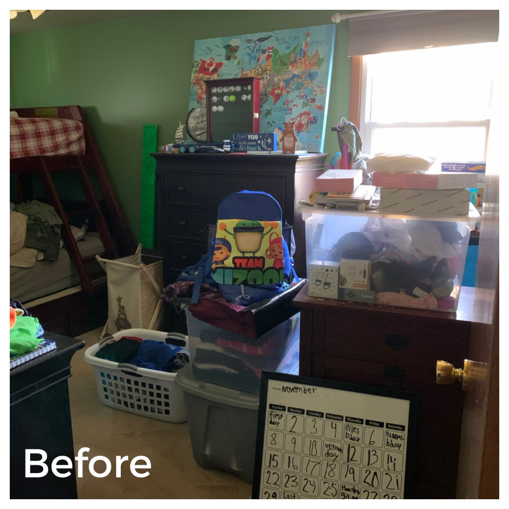 Disorganized Kids Bedroom Before Organizing