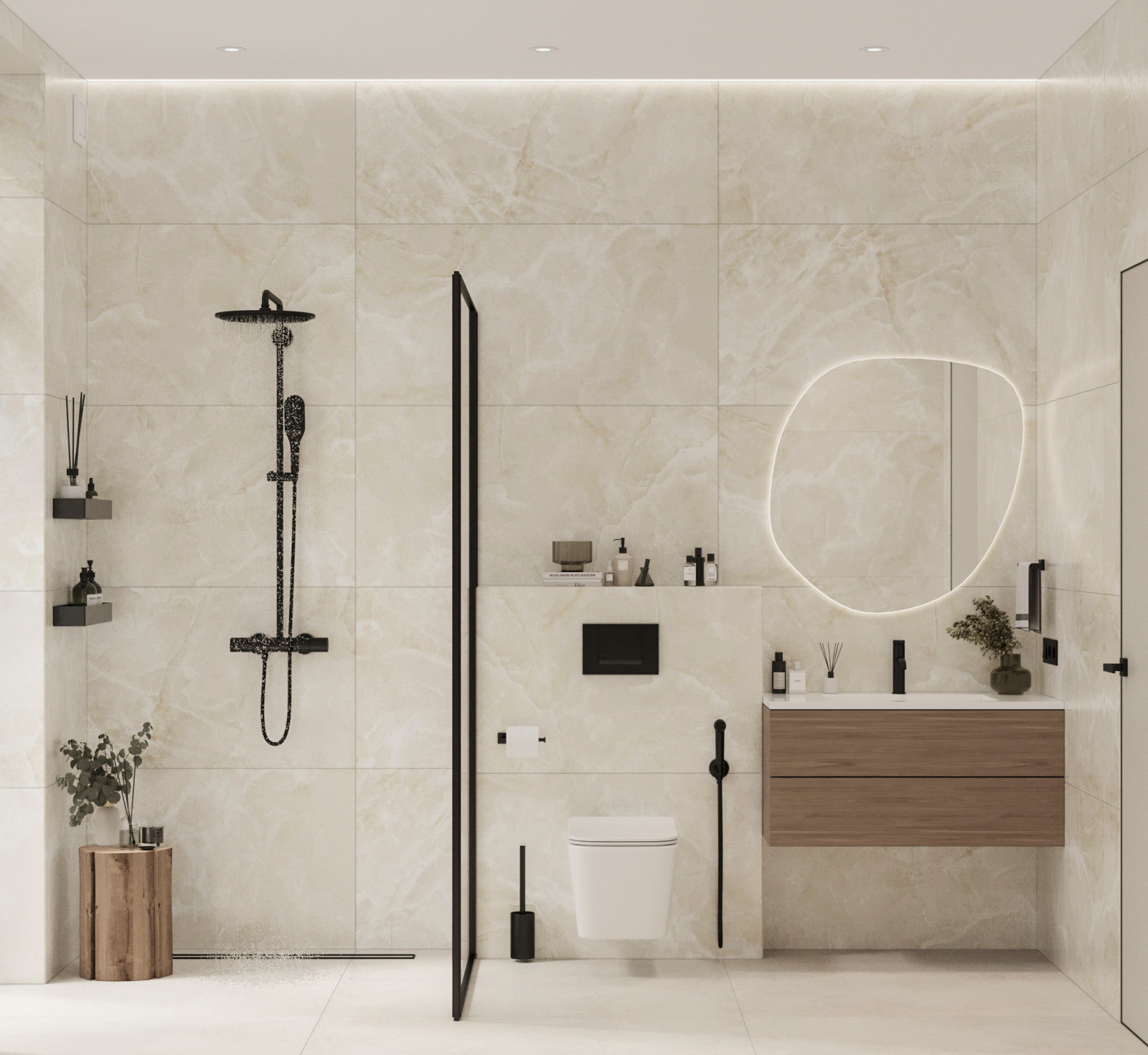 Стильный интерьер коттеджа с женской и мужской спальнями