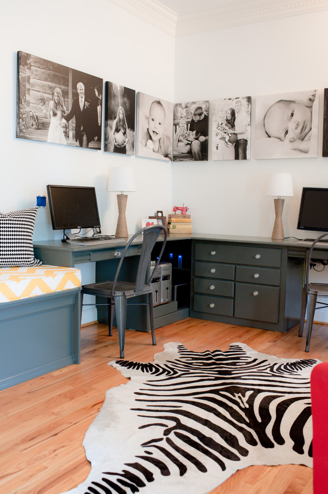Inspiration for an eclectic home office in Charlotte.