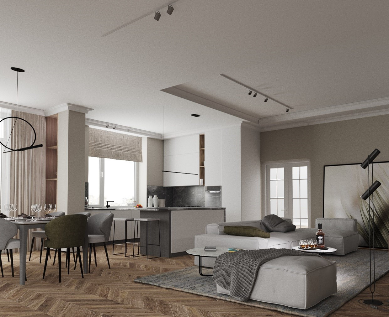 Кухня-гостиная в современном стиле