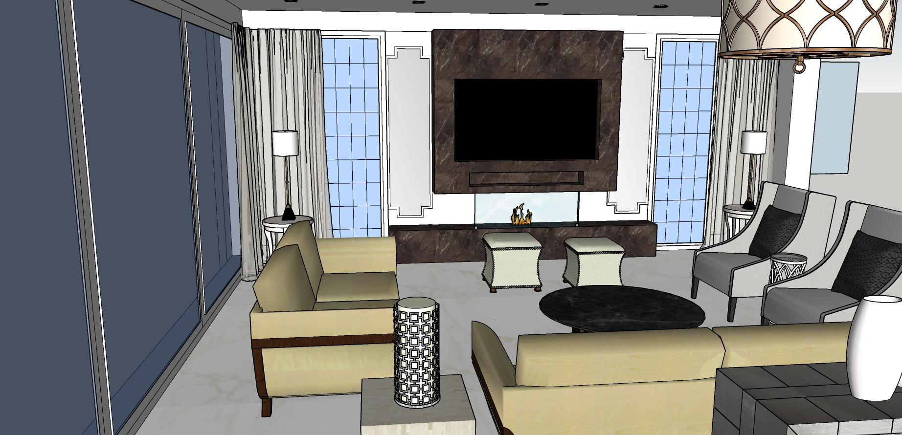 Neoclassic House Design - Open Living Room