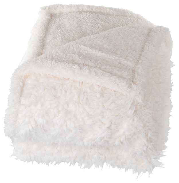 Solid Plush Fleece Sherpa Throw Blanket by Lavish Home Traditional Throws by Trademark Global