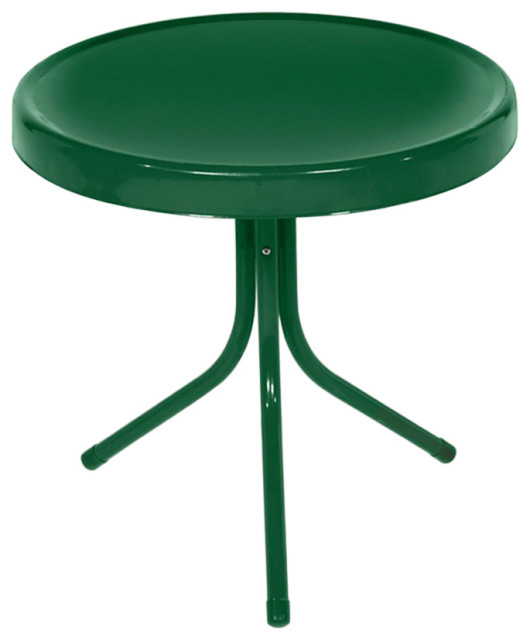 21.75" Outdoor Retro Metal Tulip Side Table Forest Green