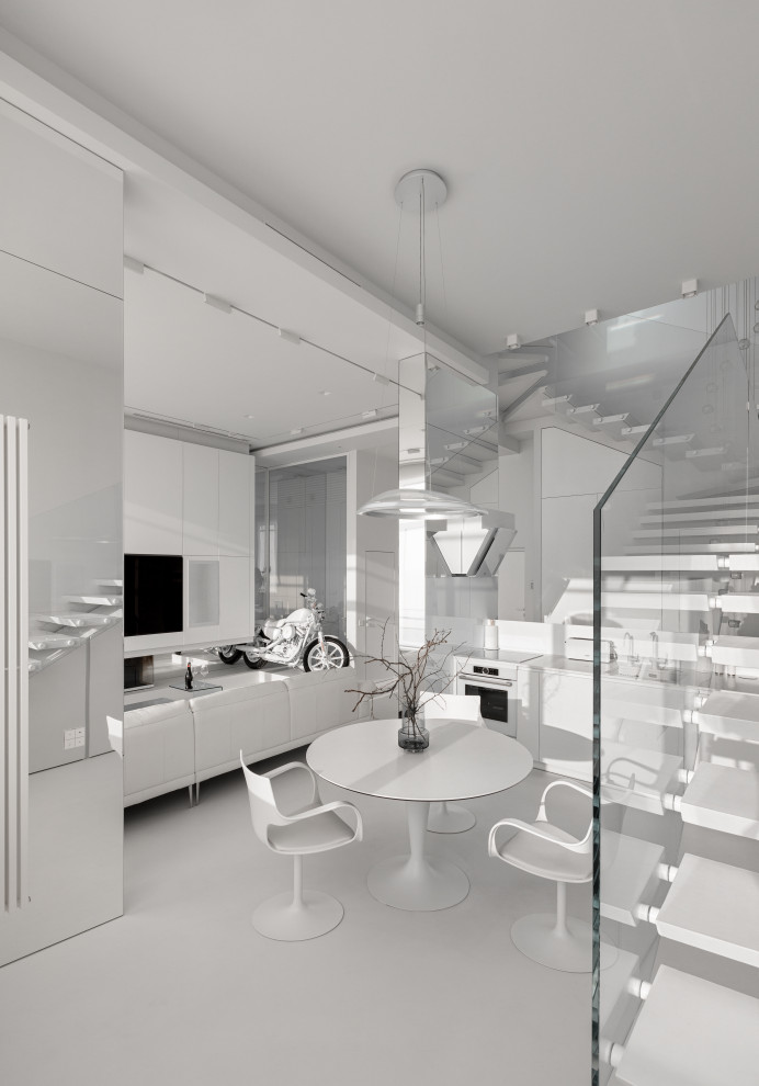 Stylish monochromatic white penthouse