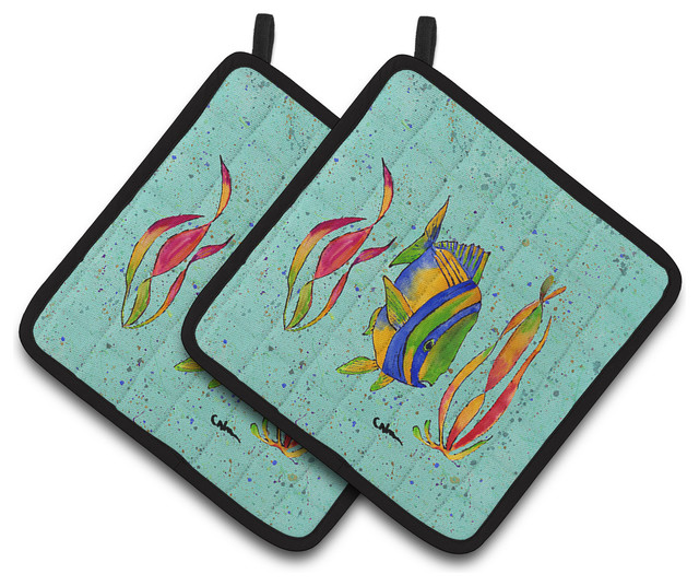 Tropical Fish Pot Holders, Set of 2 Tropical Oven Mitts And Pot