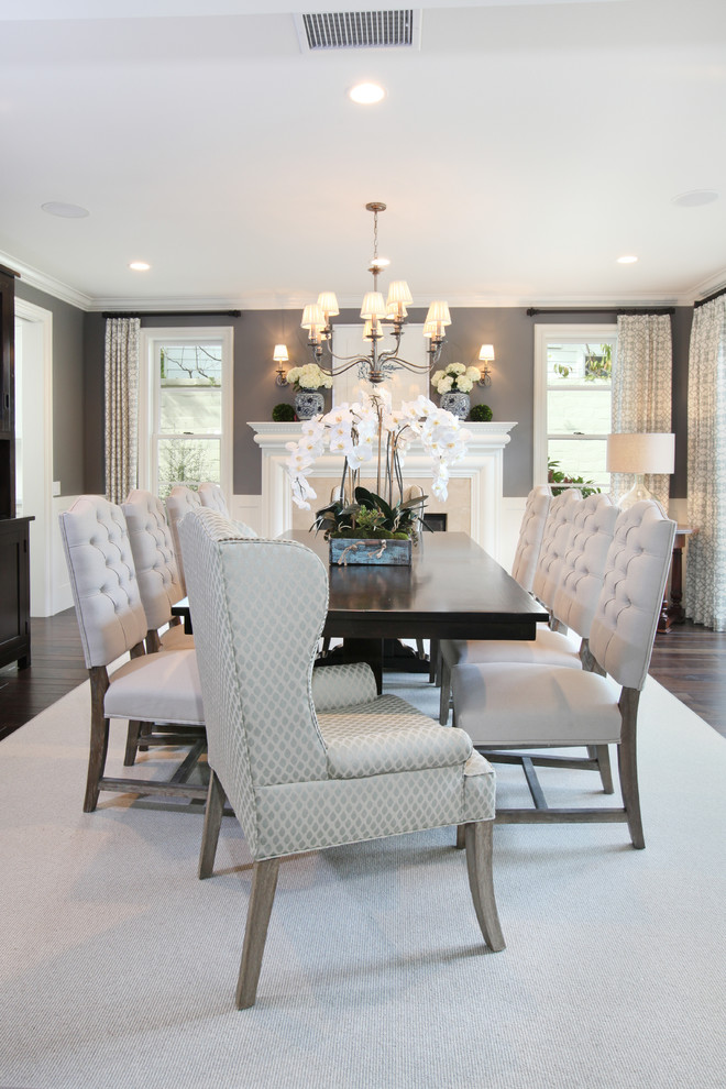 Example of a transitional dining room design in Orange County