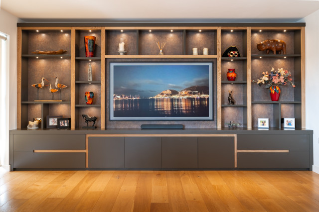 Illuminated Bespoke Media Wall modern-living-room