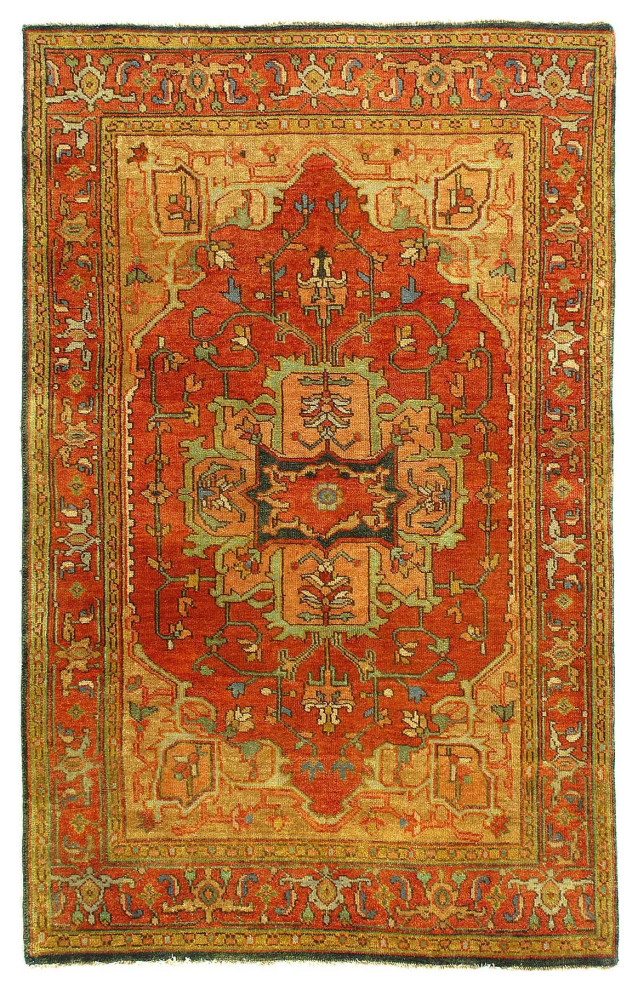Fine Hand Knotted Persain Serapi Design 3'9''x5'11'' - Mediterranean ...