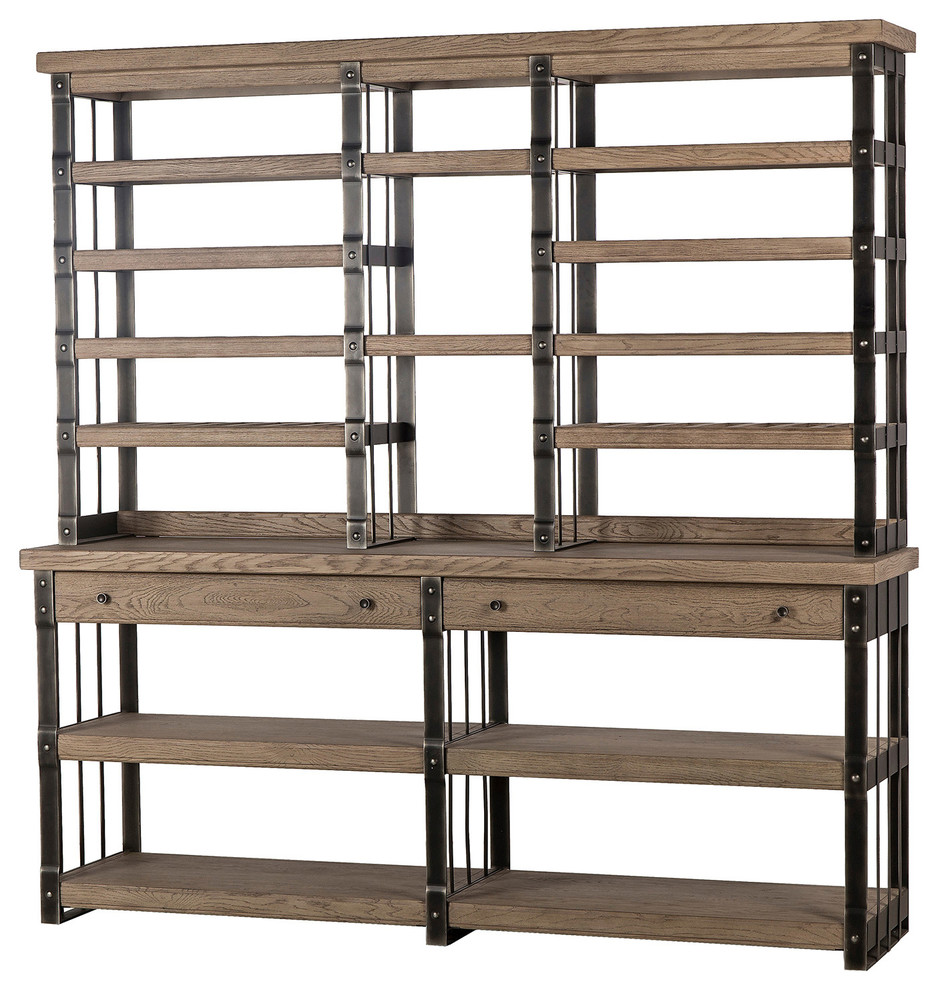 Maison 55 Will Modern Classic Wood Grey Metal Bookcase Display Case