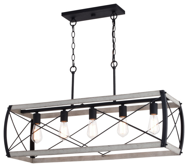 Montclare 35" 5 Light Linear Chandelier Textured Black and White Ash
